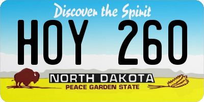 ND license plate HOY260