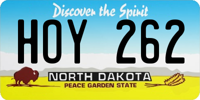 ND license plate HOY262
