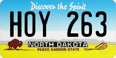 ND license plate HOY263