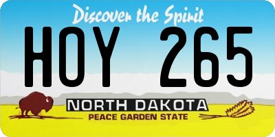 ND license plate HOY265