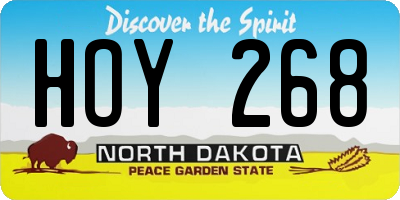 ND license plate HOY268