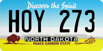 ND license plate HOY273