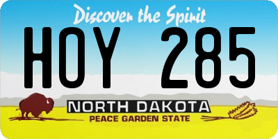 ND license plate HOY285