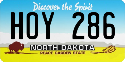 ND license plate HOY286