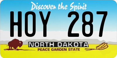 ND license plate HOY287