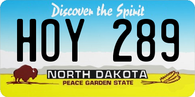 ND license plate HOY289