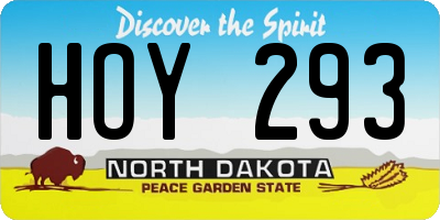 ND license plate HOY293