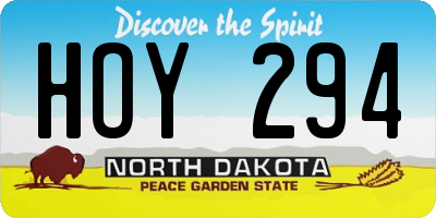 ND license plate HOY294