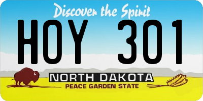 ND license plate HOY301