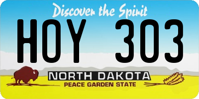 ND license plate HOY303