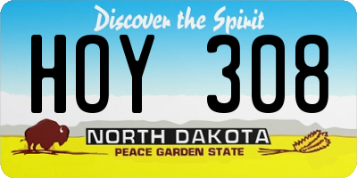 ND license plate HOY308