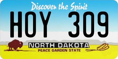 ND license plate HOY309