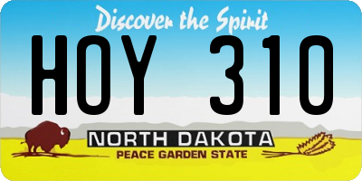 ND license plate HOY310