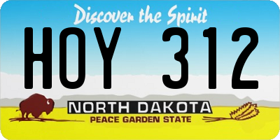 ND license plate HOY312