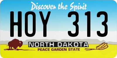 ND license plate HOY313