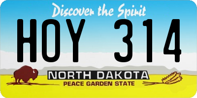 ND license plate HOY314