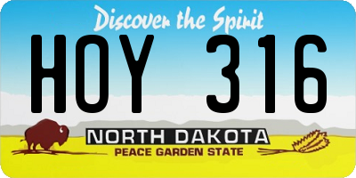 ND license plate HOY316