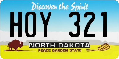 ND license plate HOY321