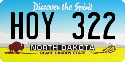 ND license plate HOY322