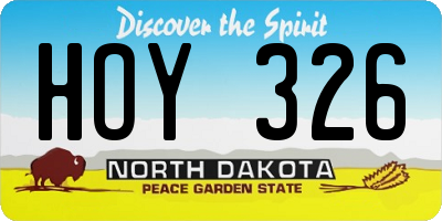 ND license plate HOY326