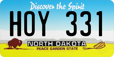 ND license plate HOY331