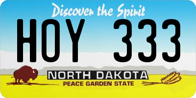 ND license plate HOY333