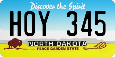 ND license plate HOY345