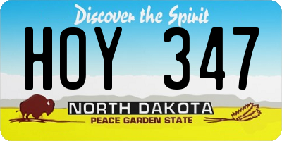 ND license plate HOY347
