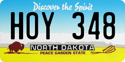 ND license plate HOY348