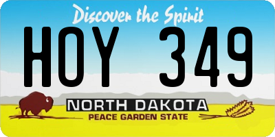 ND license plate HOY349