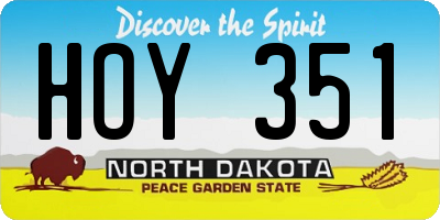 ND license plate HOY351