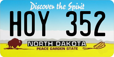 ND license plate HOY352