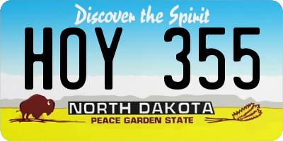 ND license plate HOY355