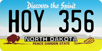 ND license plate HOY356