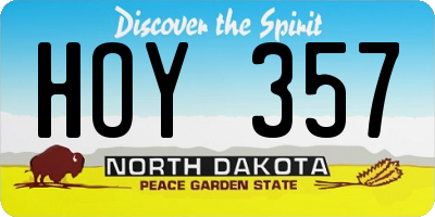 ND license plate HOY357