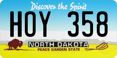 ND license plate HOY358