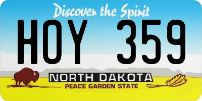 ND license plate HOY359