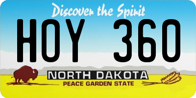 ND license plate HOY360