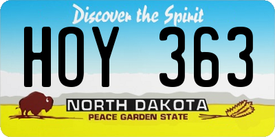 ND license plate HOY363