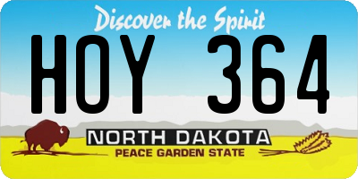 ND license plate HOY364