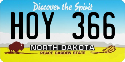 ND license plate HOY366