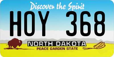 ND license plate HOY368