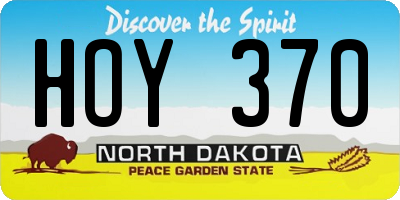 ND license plate HOY370