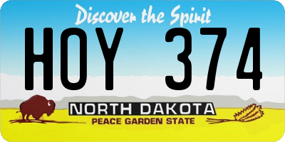 ND license plate HOY374