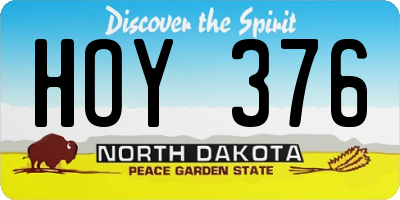 ND license plate HOY376