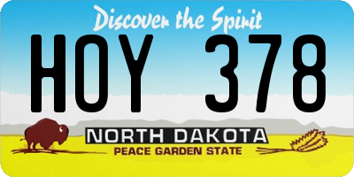 ND license plate HOY378