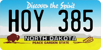 ND license plate HOY385
