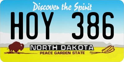ND license plate HOY386