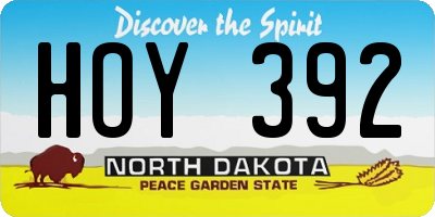 ND license plate HOY392