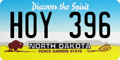 ND license plate HOY396